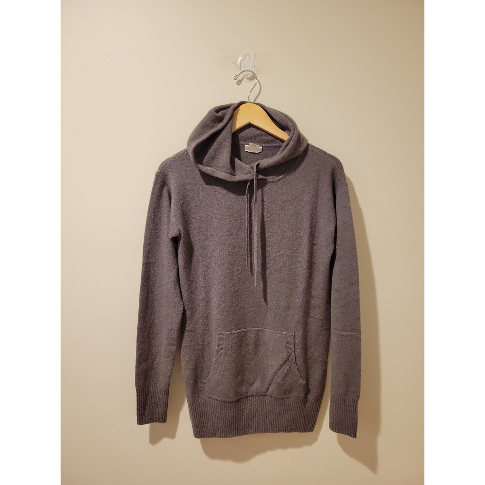 J.Crew Women’s 100% Cashmere Hoodie Sweater Size M Gray Pullover Drawstring - Picture 2 of 8